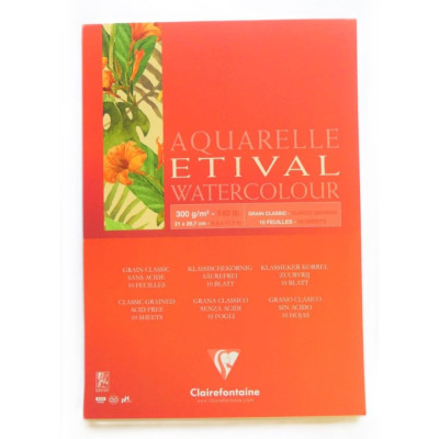 Blok na akvarel  Clairefontaine Etival A4 Classic Grain 10 listů 300g/m²