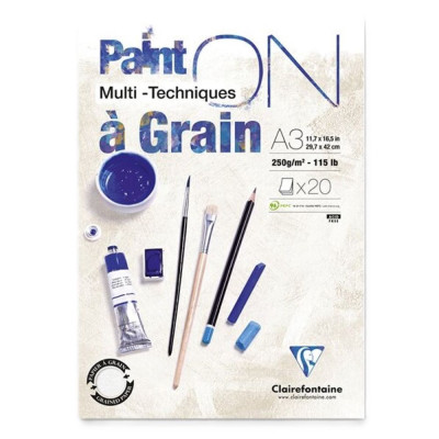 Blok Clairefontaine Paint On Grain A3 20 listů 250g/m² - zrnity-na mixed-media
