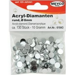 Akrylové diamanty, 8mm, 130 ks