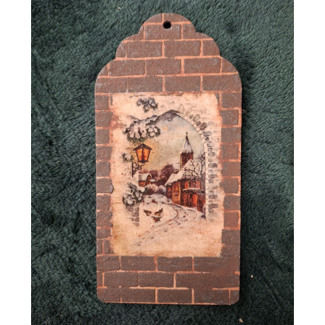 Strukturovací sametová pasta Onyxová, použití na HDF desce s rýžovým papírem a plastovou šablonou.