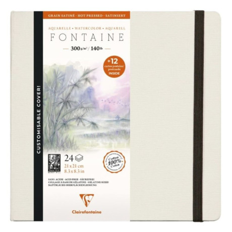 Clairefontaine Akvarelové album HP 300g/m² 100 % bavlna 21x21cm 24 listů