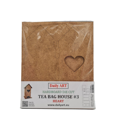 Daily ART Dřevěný domeček na čajové sáčky Stavebnice srdce HDF