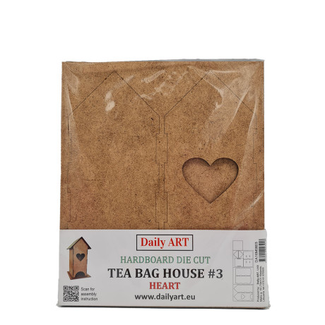 Daily ART Dřevěný domeček na čajové sáčky Stavebnice srdce HDF