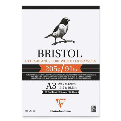 Clairefontaine Skicák Bristol A3 Extra Bílý 20 listů  205g/m²