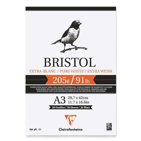 Clairefontaine Skicák Bristol A3 Extra Bílý 20 listů  205g/m²