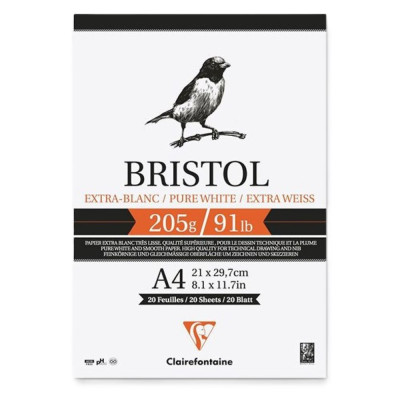Clairefontaine Skicák Bristol A4 Extra bílý 20 listů 205g/m²
