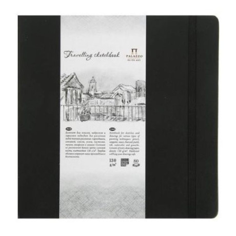 Palazzo Blok s pevnými černými deskami 25x25 cm, papír v odstínu Ivory