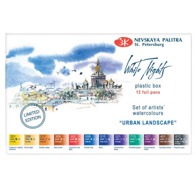 Nevskaya Palitra Akvarelové barvy White Nights 12 ks Urban landscape sada
