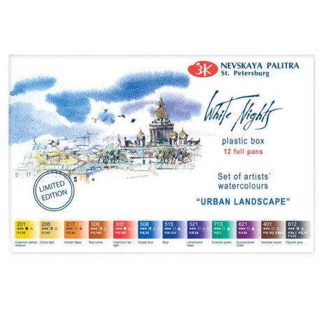 Nevskaya Palitra Akvarelové barvy White Nights 12 ks Urban landscape sada