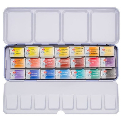 Nevskaya Palitra Akvarelové barvy White Nights 21Ks Elena Bazanová metal box