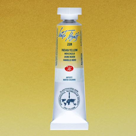 White Nights Akvarelová barva 10 ml Indian Yellow 228 Nevskaya Palitra -pozadí odstín