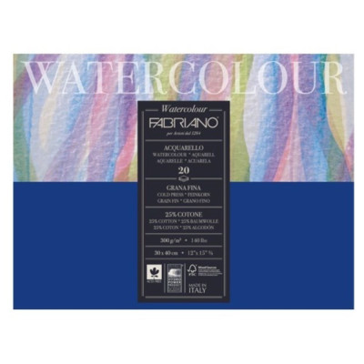 Fabriano Blok na akvarel 30x40 cm 300g/m² 25% bavlna 20 listů Cold Press