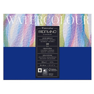 Fabriano Blok na akvarel 30x40 cm 300g/m² 25% bavlna 20 listů Cold Press