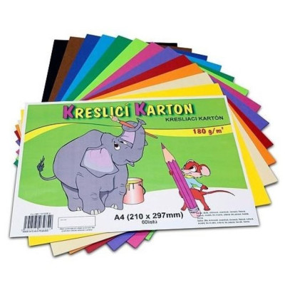 Kreslící karton A4 60 listů barevný mix 180g/m²
