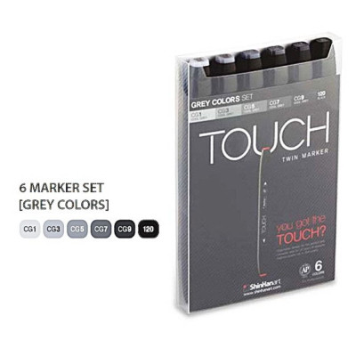 ShinHan Touch Twin Marker 6 ks Šedé odstíny Cool Grey