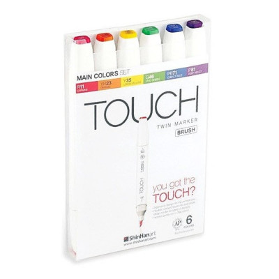 ShinHan Touch Twin Marker Brush 6 ks Základní odstíny