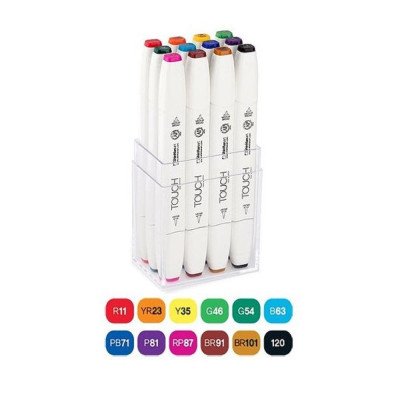 ShinHan Touch Twin marker Brush 12 ks Základní odstíny