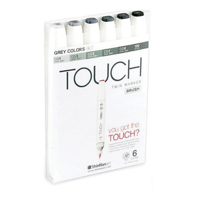 ShinHan Touch Twin Marker Brush 6 ks Šedé odstíny