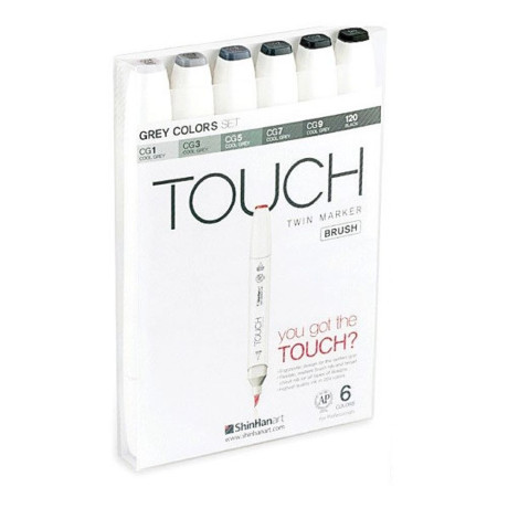 ShinHan Touch Twin Marker Brush 6 ks Šedé odstíny