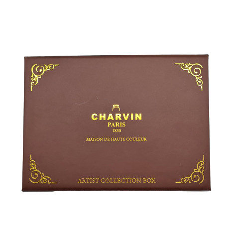 Charvin Paris Akvarelové barvy Extra Fine 12 ks Hnědý box Intense odstíny sada detail obalu design