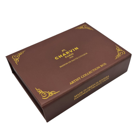 Charvin Paris Akvarelové barvy Extra Fine 12 ks Hnědý box Intense odstíny sada Detail z boku