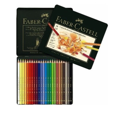 Faber Castell Pastelky Polychromos 24 ks Sada Plechová krabička Detai otevřená krabička