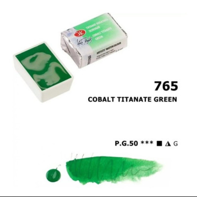 White Nights Akvarelová barva 2,5ml Cobalt Titanate Green 765 pánvička Nevskaya Palitra