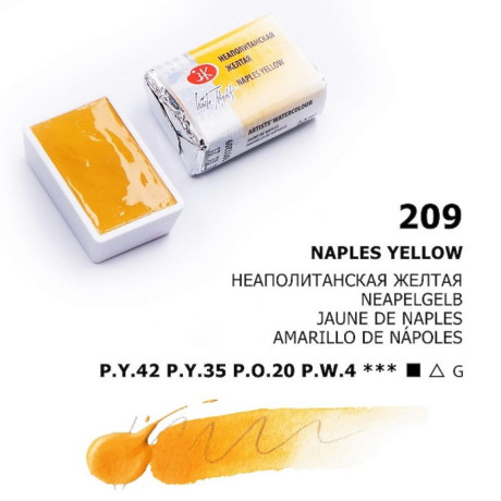 White Nights Akvarelová barva 2,5 ml Naples Yellow 209. Pánvička. Symboly barev.