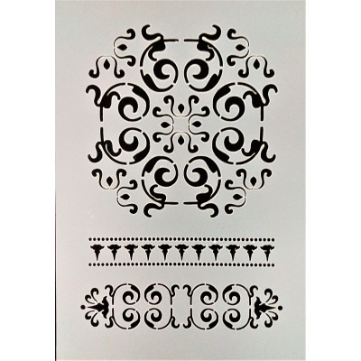 Šablona plastová, Mandala, ornamenty, okraje, A5