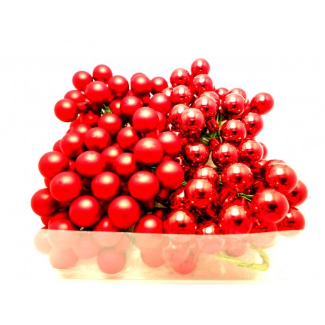 Skleněné červené kuličky, lesklé, průměr 2 cm