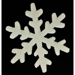 Výřez z překližky, Vločka sněhová bílá, 4,5 cm