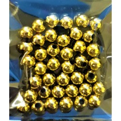 Korálky plastové, zlaté, 6 mm, 40 ks