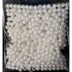 Korálky plastové, bílé perleťové, 3 mm, 6 g