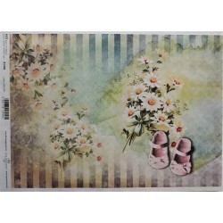 Rýžový papír, A4, Botičky s květinami
