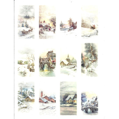 Rýžový papír Zasněžená obydlí A4