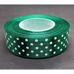 Stuha puntíkatá, zelená, šířka 2,5 cm