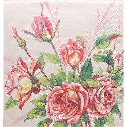 Ubrousek na decoupage Růže, 33 x 33 cm