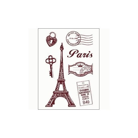 Gelová razítka, Paříž, pošta, sada 7 kusů
