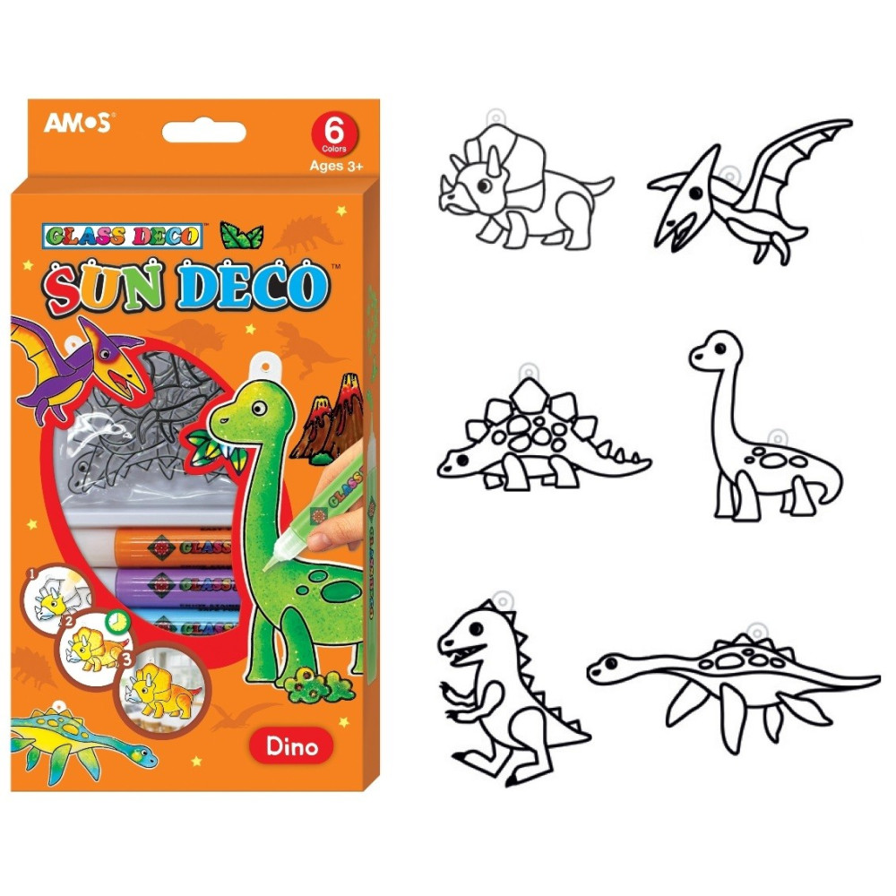 Slupovací sada, Dinosauři, 6 barev 10,5 ml + 6 sklíček Slupovací sada, Dinosauři, 6 barev 10,5 ml + 6 sklíček
