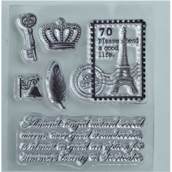 Gelová razítka Poštovní známka s Eiffelovkou a písmo 6 ks