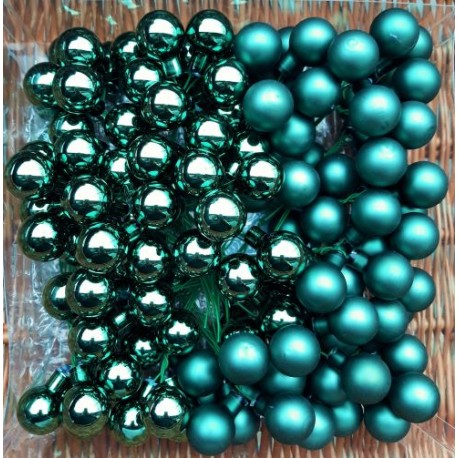 Skleněné kuličky smaragdové matné na drátku průměr 2 cm