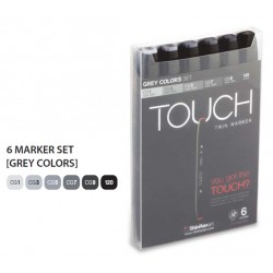 Touch Twin Marker sada 6 kusů oboustranných fixů šedé odstíny