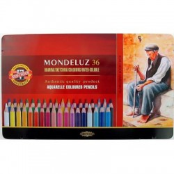 Akvarelové pastelky 36 kusů Mondeluz sada v plechové krabičce KOH-I-NOOR