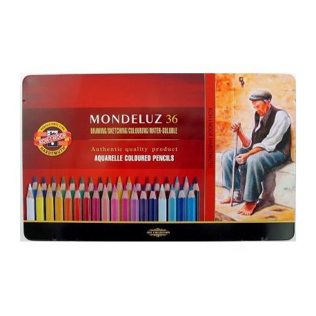 Pastelky akvarelové sada 36 kusů KOH-I-NOOR Mondeluz v kovové kazetě