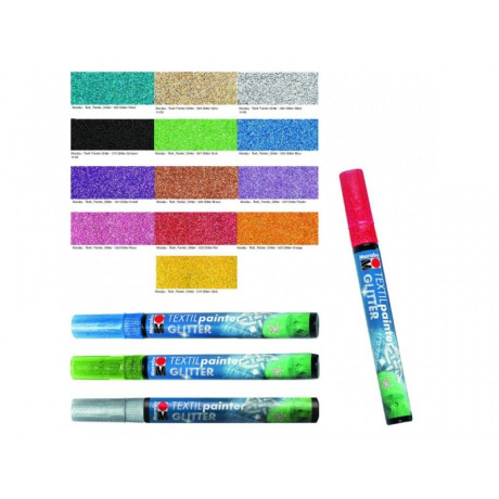Popisovač na textil žlutý glitrový Marabu