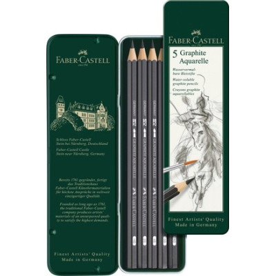 Tužky grafitové Aquarelle sada 5 kusů v kovové krabičce Faber Castell