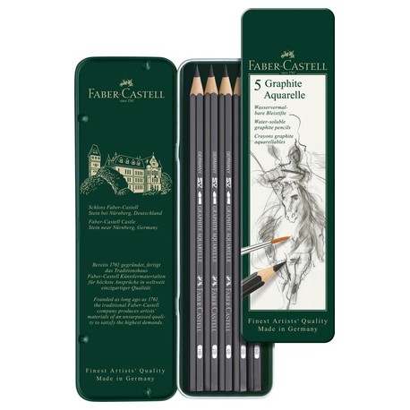 Tužky grafitové Aquarelle sada 5 kusů v kovové krabičce Faber Castell