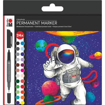 Permanent Marker Graphix sada 24 kusů Marabu