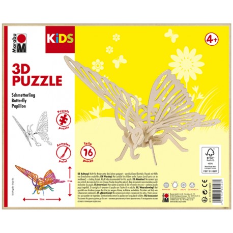 3D Puzzle Motýlek 26x19 cm Marabu