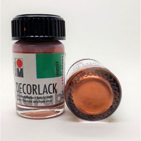 Decorlack lesklá metalická akrylová barva měděná 15 ml Marabu